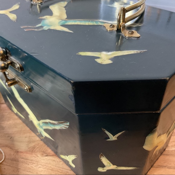 Vintage Annie Laurie Originals Palm Box Bag 3D Bird Decoupage Handbag 1950s Rare - Picture 8 of 13